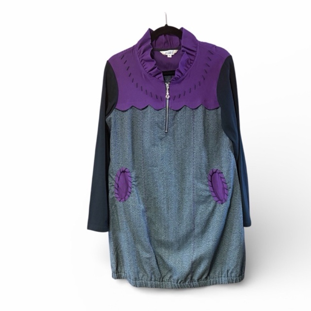 Yiebasa Artsy Colorblock Zip Front Tunic‎ Dress